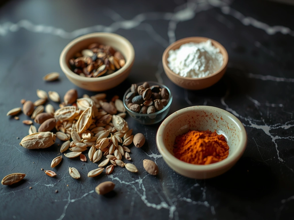 Składniki naturalne dla mężczyzn na ciemnej powierzchni